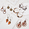 FIBLOOM 6 Pairs 6 Style Flower & Ring & Teardrop & Leaf Alloy Boho Dangle Earrings Sets with Enamel EJEW-FI0001-62-5