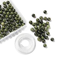 100Pcs 8mm Natural Serpentine/Green Lace Stone Round Beads DIY-LS0002-45