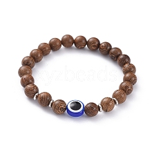 Unisex Wood Beads Stretch Bracelets BJEW-JB04956
