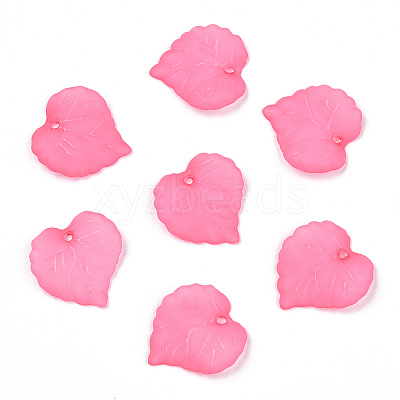 Transparent Frosted Acrylic Leaf Charms FACR-ZX003-01D-1