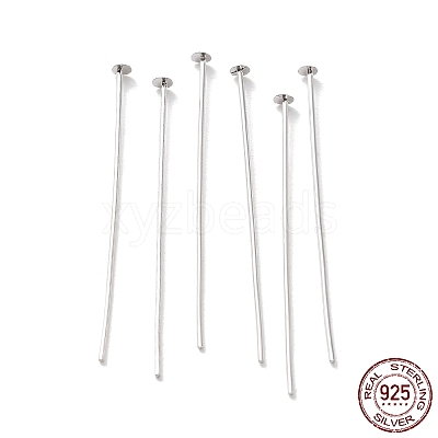 Anti-Tarnish Rhodium Plated 925 Sterling Silver Flat Head Pins STER-M117-03C-P-1