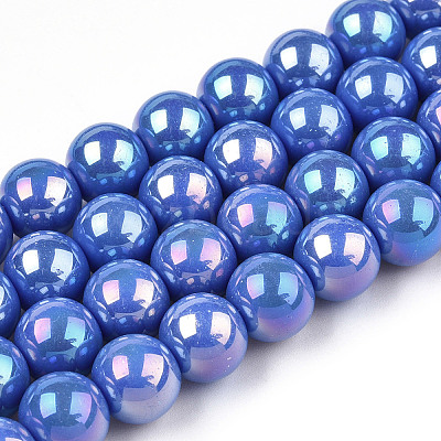 Electroplate Opaque Glass Beads Strands GLAA-T032-P10mm-AB11-1