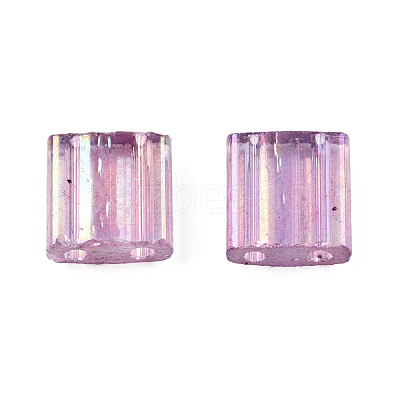 Plating 2-Hole Transparent Glass Seed Beads SEED-N004-008-1