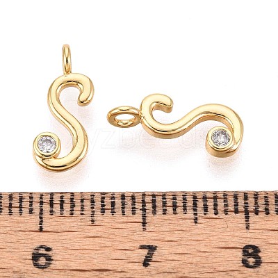 Brass Micro Pave Cubic Zirconia Charms KK-N263-97G-S-1