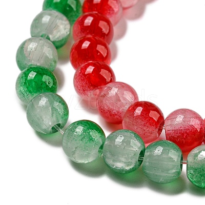 Crackle Baking Paint Imitation Jade Glass Beads Strands DGLA-T003-6mm-M-1