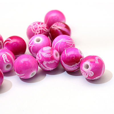 Spray Painted Drawbench Acrylic Round Beads X-ACRP-S657-8mm-M-1