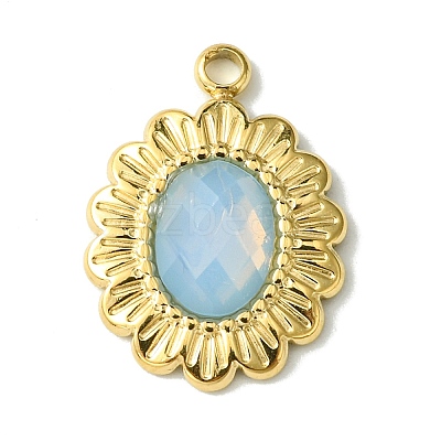 Ion Plating(IP) Real 14K Gold Plated 304 Stainless Steel with Glass Pendant FIND-Z028-30A-1
