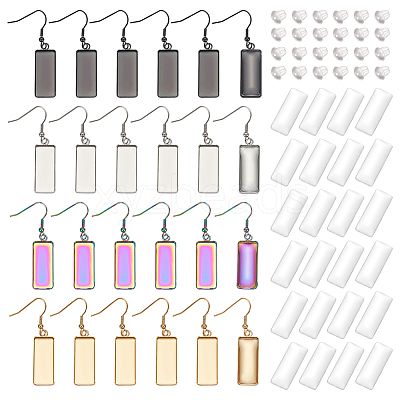 DIY Blank Rectangle 304 Stainless Steel Dangle Earrings Making Kit DIY-PH0022-95-1