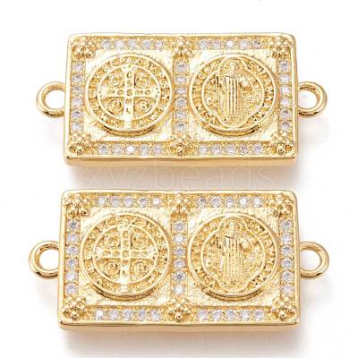Brass Micro Pave Clear Cubic Zirconia Links Connectors ZIRC-I044-04A-1
