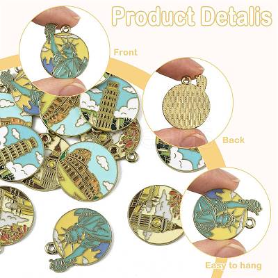 20Pcs 5 Styles Alloy Enamel Pendants ENAM-FS0004-06-1