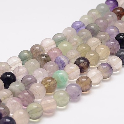 Natural Fluorite Bead Strands G-K153-B36-8mm-1