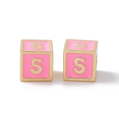 Rack Plating Brass Enamel Beads KK-B060-04G-05S-1