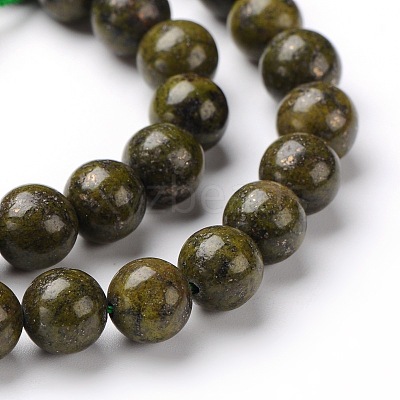 Natural Epidote Round Beads Strands G-L383-07-8mm-1