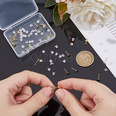 20Pcs 925 Sterling Silver Flat Pad Stud Earring Findings STER-DC0001-63A-1