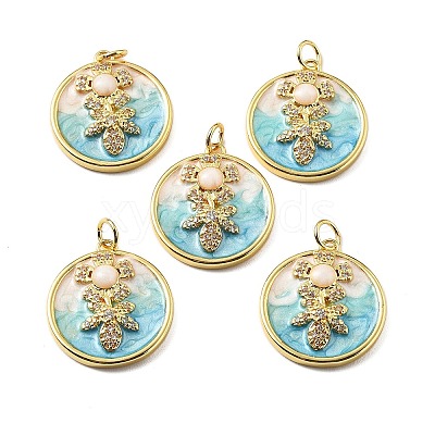 Brass Micro Pave Cubic Zirconia Pendants with Enamel KK-Z114-03G-1
