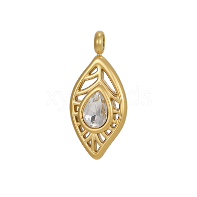 304 Stainless Steel Pave Cubic Zirconia Pendants CU-OY001-37G-1