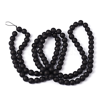 Baking Paint Frosted Glass Bead Strands X-GLAA-S031-8mm-38-1