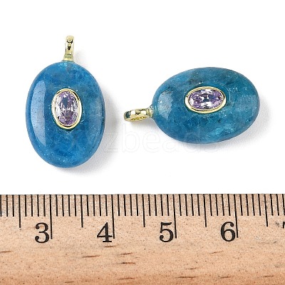 Natural Apatite & Cubic Zirconia Pendants G-Z076-01G-16-1