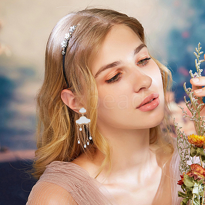 2 Pairs 2 Style Alloy Cloud Chandelier Earrings EJEW-FI0002-24-1