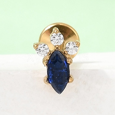 F136 Titanium Pave Clear and Blue Cubic Zirconia Horse Eye Internally Threaded Labrets ME-CBA9828-02G-1