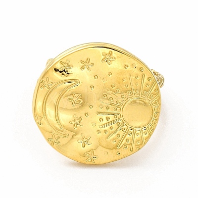 Ion Plating(IP) 304 Stainless Steel Sun & Moon Planet Open Cuff Ring for Women X-RJEW-B027-20G-1