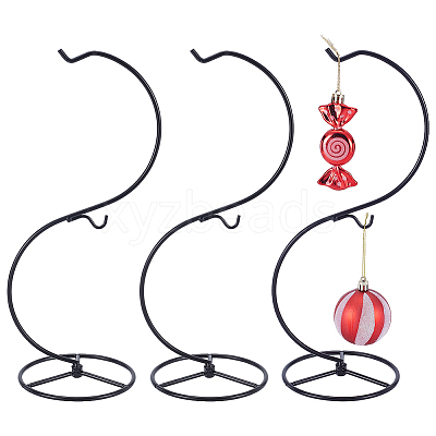 S-Shaped Iron Plant Display Stand with Hooks AJEW-WH0709-295-1