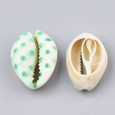 Printed Natural Cowrie Shell Beads X-SHEL-S274-02C-1