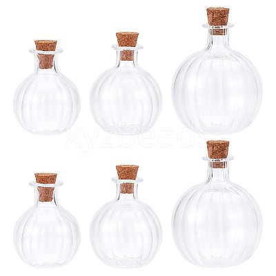 6Pcs 3 Style Chunky Glass Ball Wishing Bottle Ornament AJEW-DR0001-06-1
