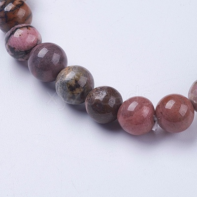 Natural  Rhodonite Beaded Stretch Bracelets BJEW-I253-8mm-26-1