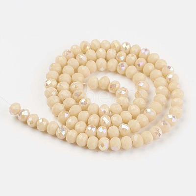 Electroplate Opaque Solid Color Glass Beads Strands EGLA-A034-P8mm-L14-1