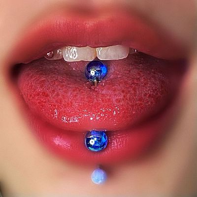 304 Stainless Steel with Acrylic Round Ball Straight Barbell Tongue Rings FS-WG99CB2-09-1