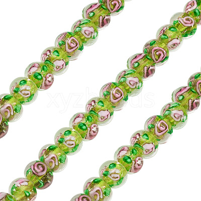 1 Strand Handmade Lampwork Inner Flower Rondelle Beads Strands LAMP-TA0002-72H-1