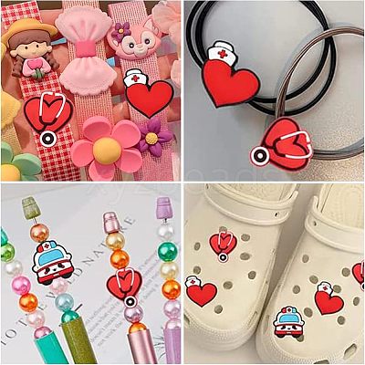9Pcs 3 Style Hospital Theme Food Grade Eco-Friendly Silicone Focal Beads SIL-CA0001-35-1