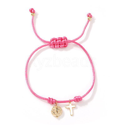 Adjustable Brass Religion Cross Virgin Charm Nylon Cord Braided Bracelets GY3057-3-1