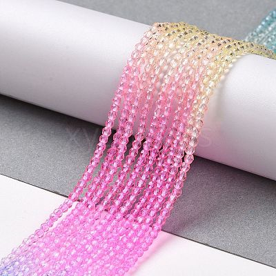 Transparent Gradient Color Glass Beads Strands GLAA-G101-2mm-10-1