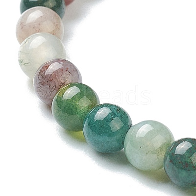 Natural Indian Agate Beaded Stretch Bracelets BJEW-A117-A-46-1