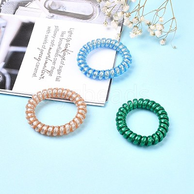 Plastic Telephone Cord Elastic Hair Ties OHAR-Q044-39-1