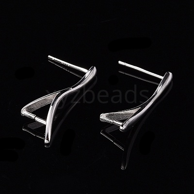 Anti-Tarnish Rhodium Plated 925 Sterling Silver Stud Earring Findings STER-F048-36P-1