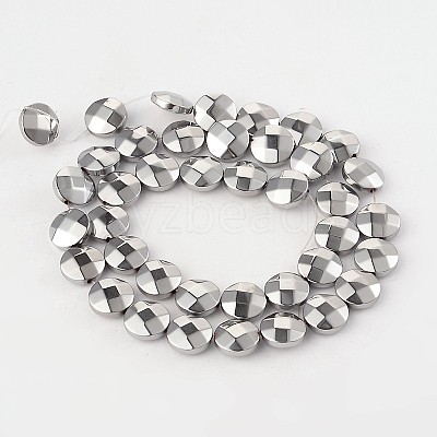 Electroplate Non-magnetic Synthetic Hematite Flat Round Bead Strands G-L368-05B-1