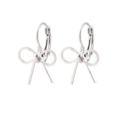 Bowknot Brass Leverback Earrings EJEW-A150-04B-P-1