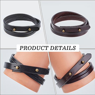 2Pcs 2 Colors Cowhide Wrap Bracelets for Men Women BJEW-GF0001-40-1