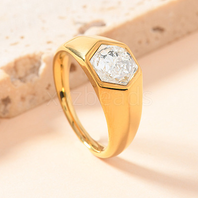 304 Stainless Steel with Cubic Zirconia Finger Rings FS-WG76F9A-10-1