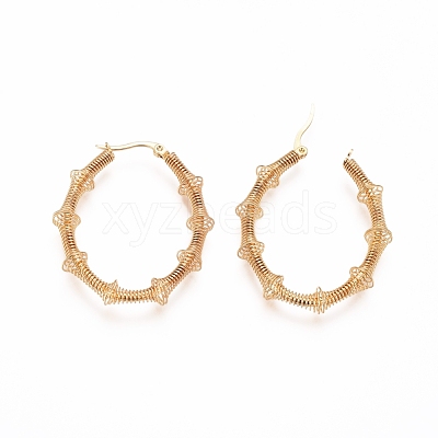 Long-Lasting Plated 304 Stainless Steel Wire Wrapped Hoop Earrings EJEW-D250-04B-G-1