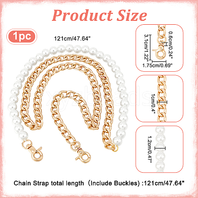 1Pc Plastic Imitation Pearl Beaded Bag Handles PURS-WR0006-92G-1