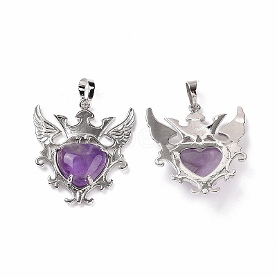 Natural Amethyst Pendants G-P496-04P-14-1