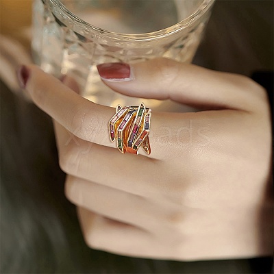 Hug Hand Fingers Cubic Zirconia Cuff Ring X1-RJEW-T016-35G-01-1