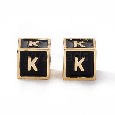 Rack Plating Brass Enamel Beads KK-B060-04G-01K-1