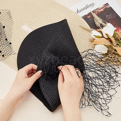 2Pcs 2 Colors Polyester Imitation Straw Oval Hat Base for Millinery AJEW-FG0002-82-1
