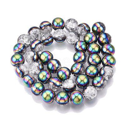 Electroplated Crackle Glass Beads Strands EGLA-N014-10mm-06-1