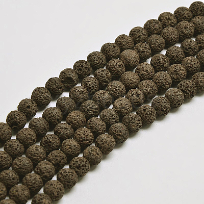 Natural Lava Rock Round Bead Strands G-I124-10mm-12-1